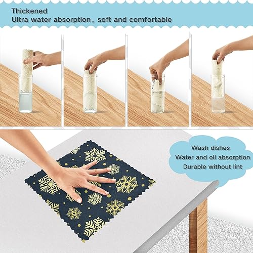 Miniatura 4 de Golden Snowflakes Deep Blue Christmas Home Kitchen Towels Now Designs Turkish Tea Towels Kitchen Hand Towels Towels Absorbent Dish Towels for Kitchen
