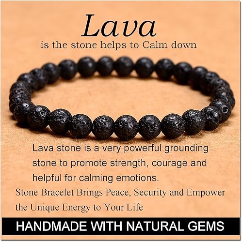 Vista 540 de MASSIVE BEADS Pulsera elástica de yoga hecha a mano con piedra natural, cristal curativo, energía, regalos para adultos unisex de 0.157 in, 0.236