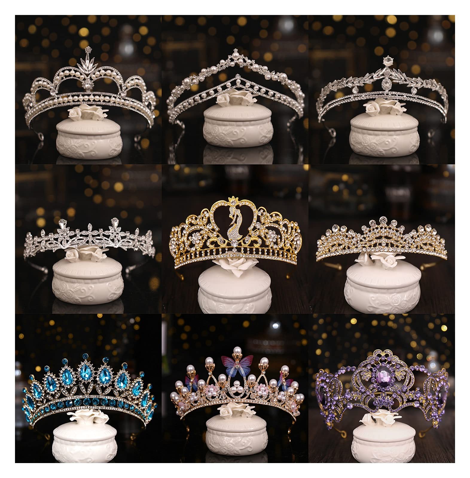 Rhinestone Kryształ Tiara Diadem Królowa Korona Księżniczka Tiary Bridal Biżuteria Do Włosów Wesele Akcesoria Do Włosów Kobiety Chluba Tiara (Kolor Metalu: Czarny Gun Plated)