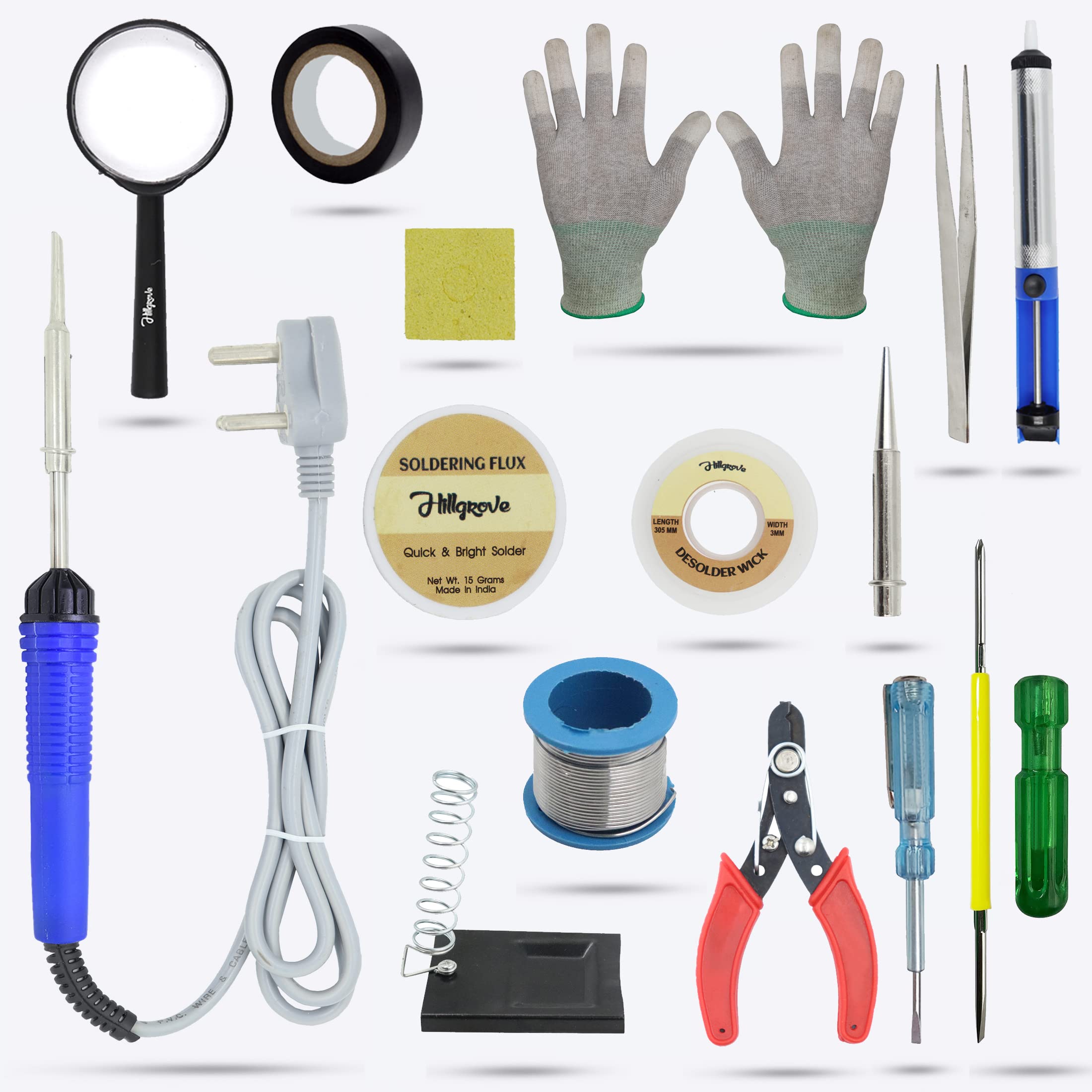 Hillgrove HGCM95M1 Electronic 15in1 Mobile Soldering and Desoldering Equipment Tool Machine Combo Kit Set with Anti Static Gloves, Magnifying Glass and 2in1 Phillip Screwdriver 25W (Flat, Pointed Tip) (B09TDCK93V) Amazon Price History, Amazon Price Tracker