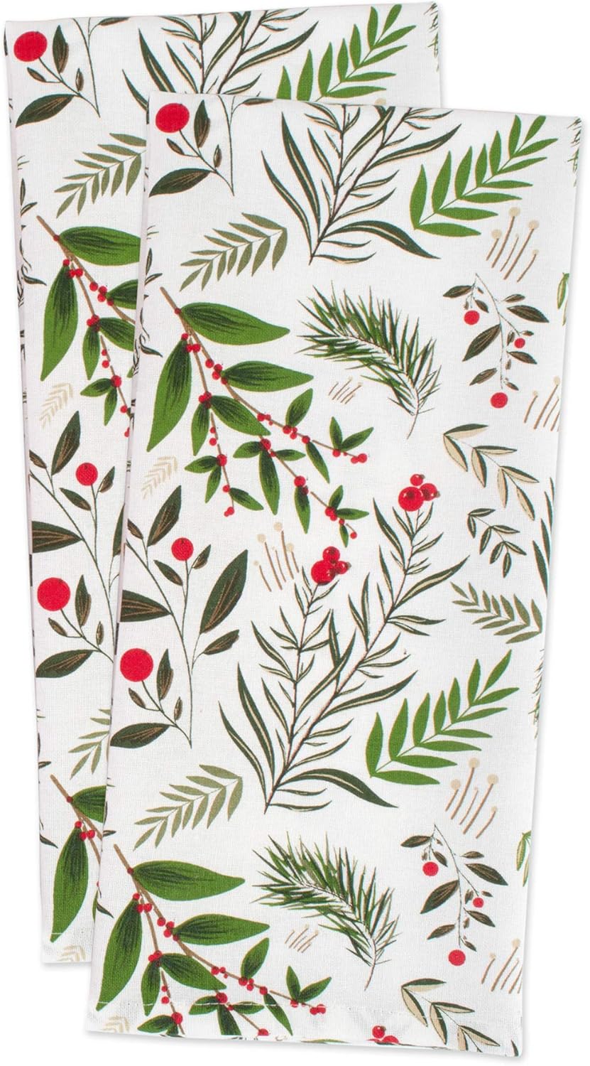 DII Christmas Kitchen Towel Set, Floral Tea Towels for Baking, Cleaning, Entertainment & Cooking, 18x28, Holiday Sprigs, 2 Piece - Image 4