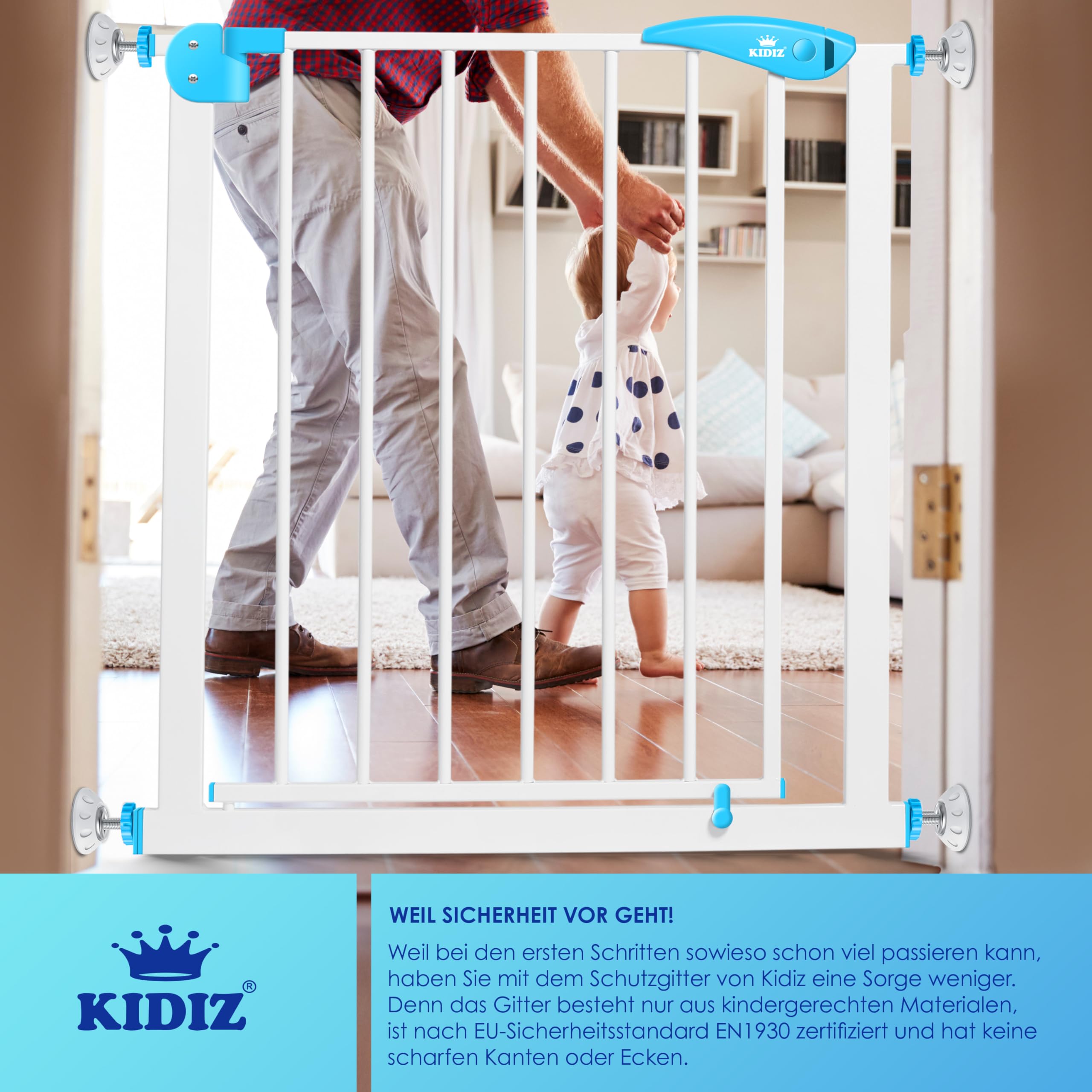 KIDIZ® Griglia di Protezione per Porte e Scale, per Bambini, Senza forature, orientabile su Entrambi i Lati,