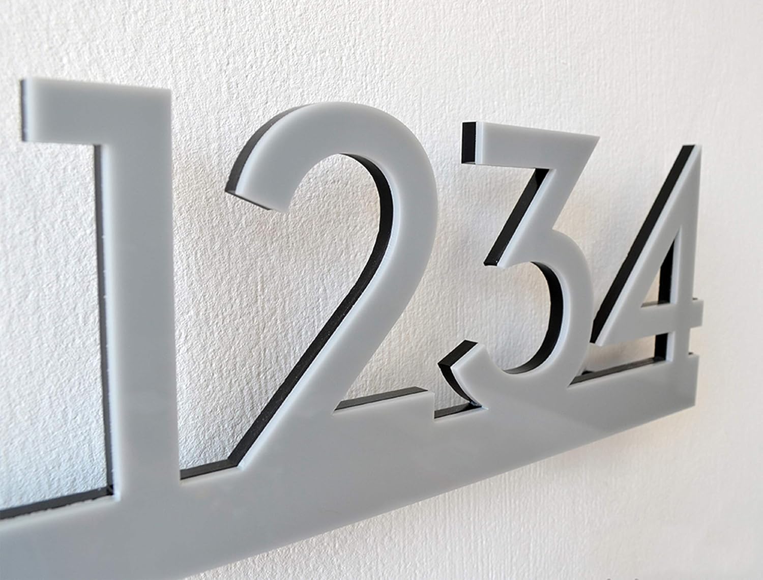 Modern House Numbers - Gray with Black Acrylic - Contemporary Home Address - Underline Sign Plaque - Door Number - Apartment - Hotel Room - optional LED Backlit