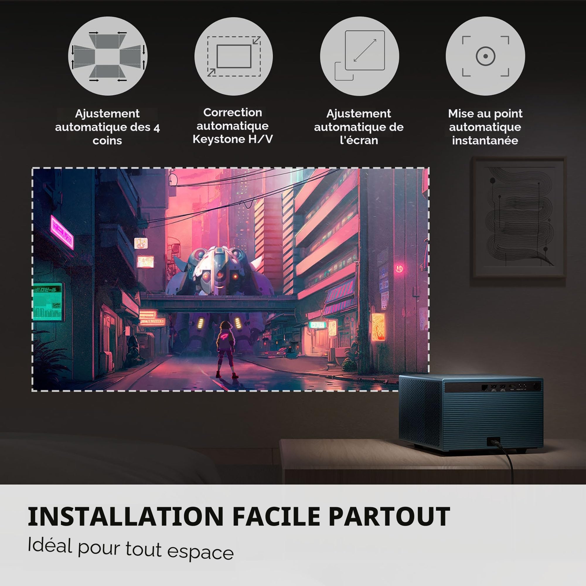 ViewSonic LX60HD LED Video Projecteur pour Home Cinéma, 1080p FHD, Intelligent Projecteur avec Google TV