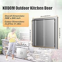 Vista 2 de Puertas de cocina para exteriores, 26 pulgadas de ancho x 24 pulgadas de alto, puertas de acceso dobles para barbacoa, acero inoxidable 304