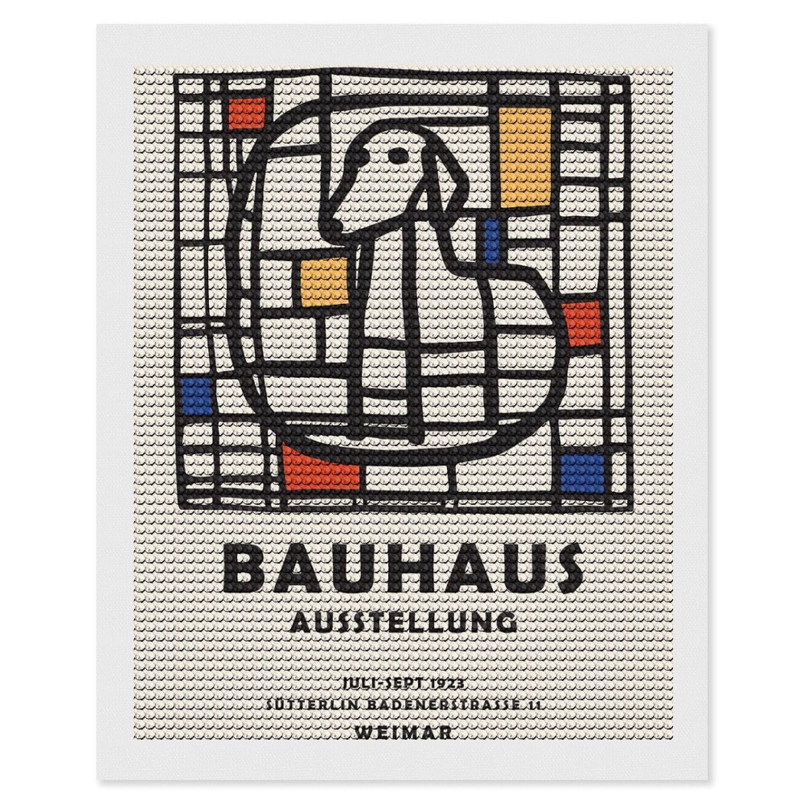Junmoney Bauhaus Dog Diamond Painting Set 16"x20", Full Kit Included, Sparkling Round Gems, Farmhouse Decor, Festive Craft Gift
