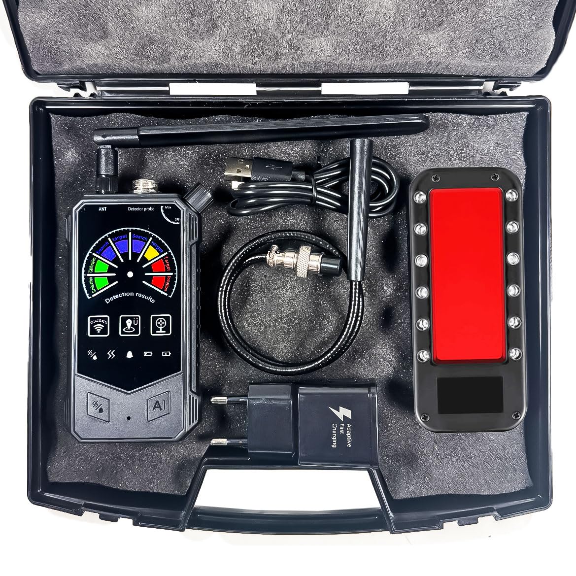 SPY TERMINATOR COMBO AI - Rilevatore Microspie GSM/5G Scansione fino a 8.6 GHz per Microspie + Rilevatore Telecamere Nascoste SD, via cavo e WIFI - Batterie Ricaricabili, Tascabili e Facili da Usare