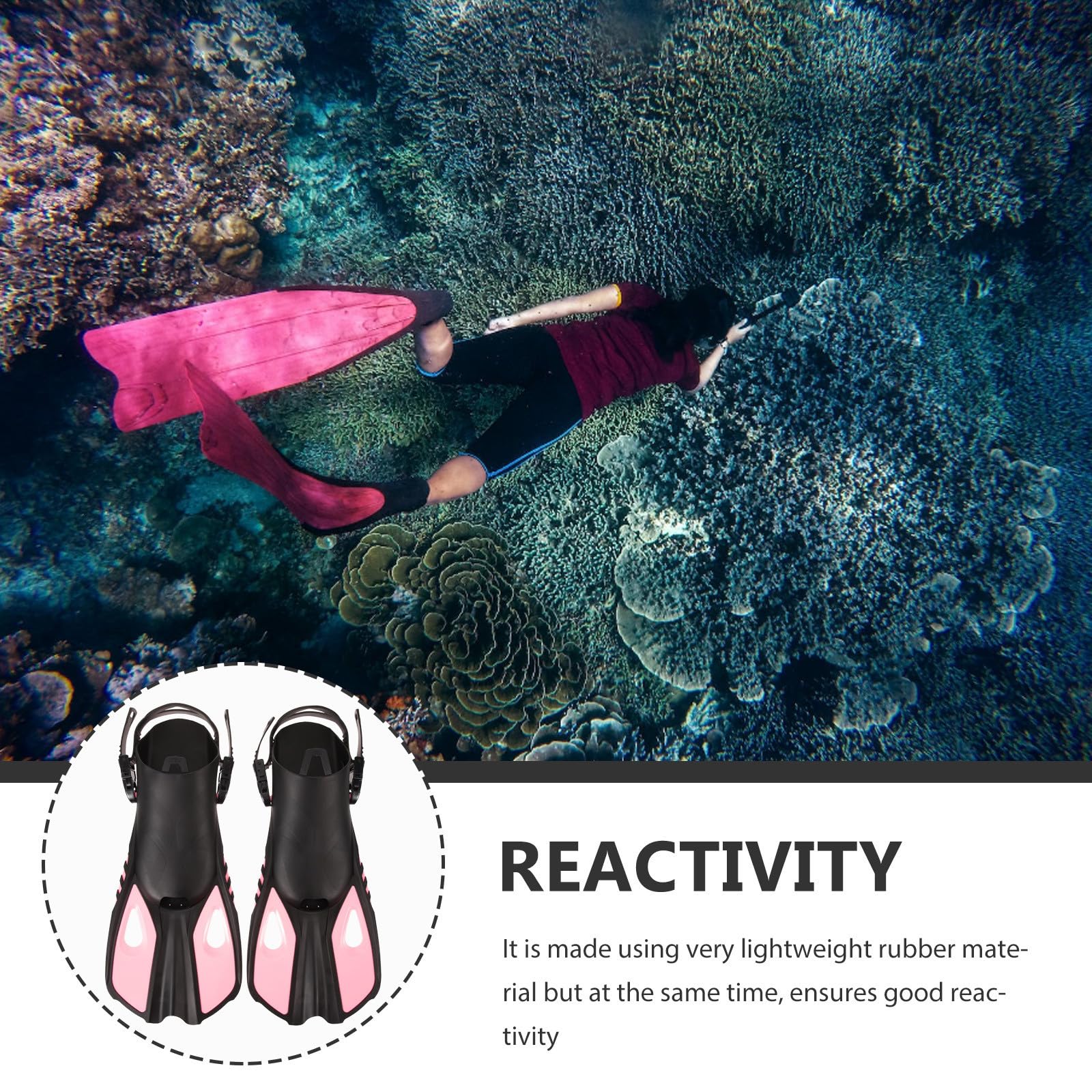 Aletas de Buceo Ajustables para Adultos, Silicona, Rosa L/xl, 1 Par | Aletas de Entrenamiento de Natación, Talón Abierto, para Buceo y Ejercicios en Piscina