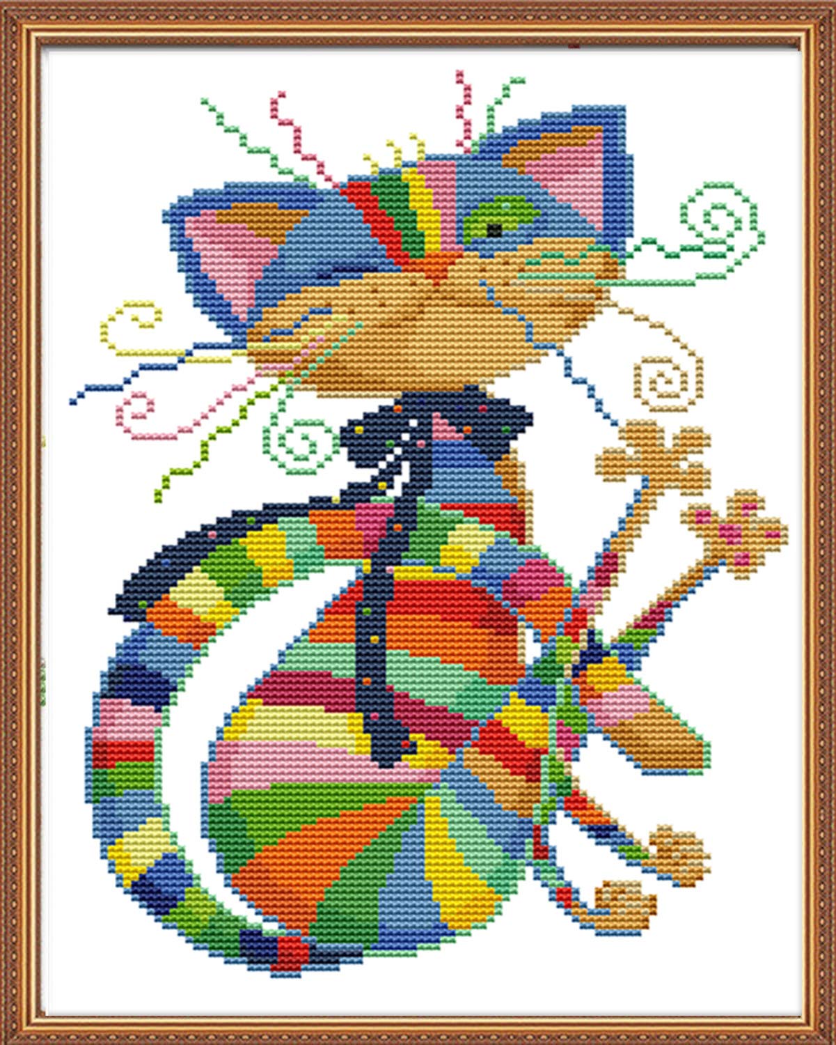 SULISO Cross Stitch Kits,Embroidery Needlework Sets with Printed Pattern,11CT,Cross ST-40,Cat 32x42cm
