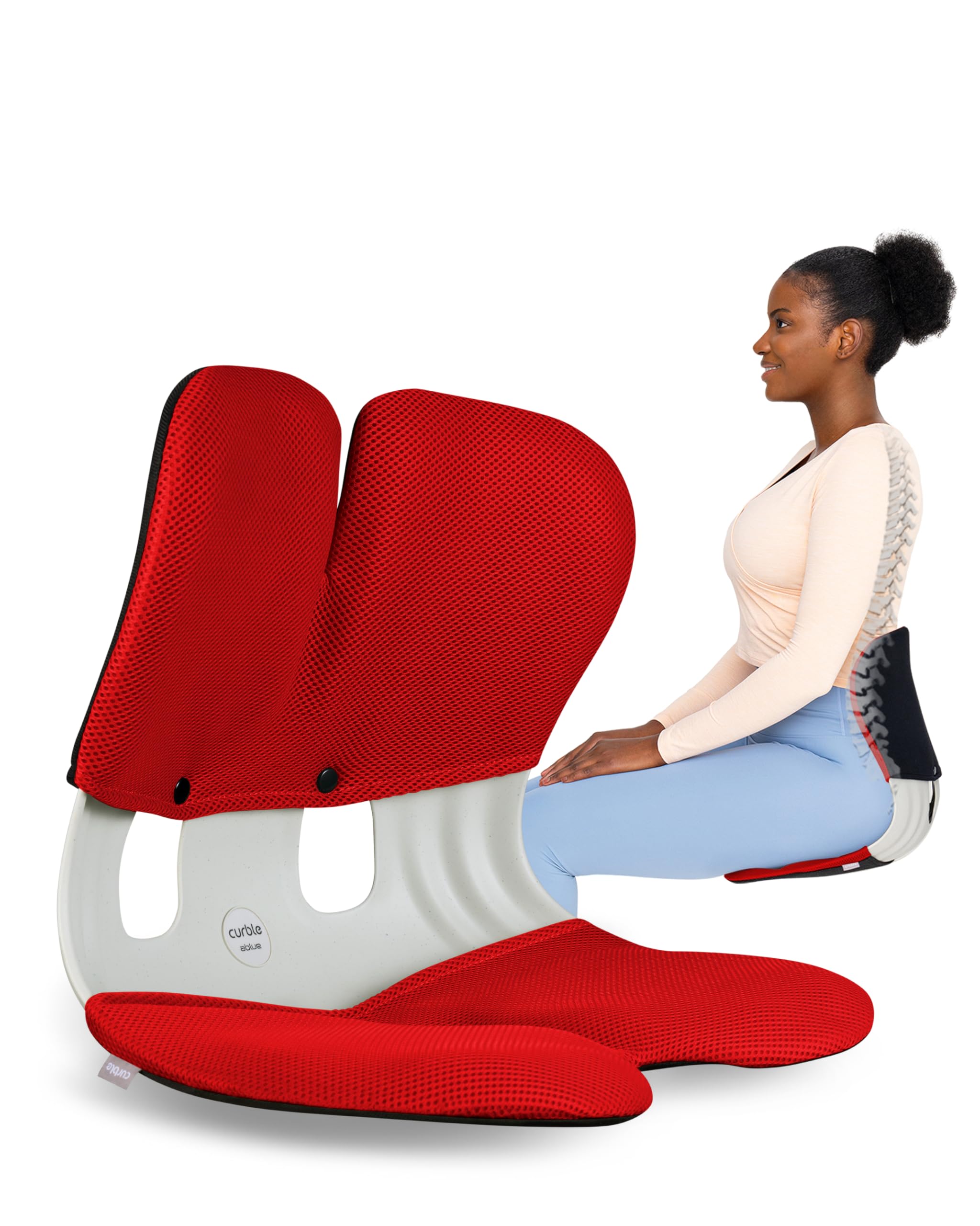 curble GRAND COVER SET - Silla ergonómica de apoyo para la espalda y funda desmontable, soporte lumbar para corrector de postura de espalda y alivio del dolor de espalda baja, perfecto para silla de