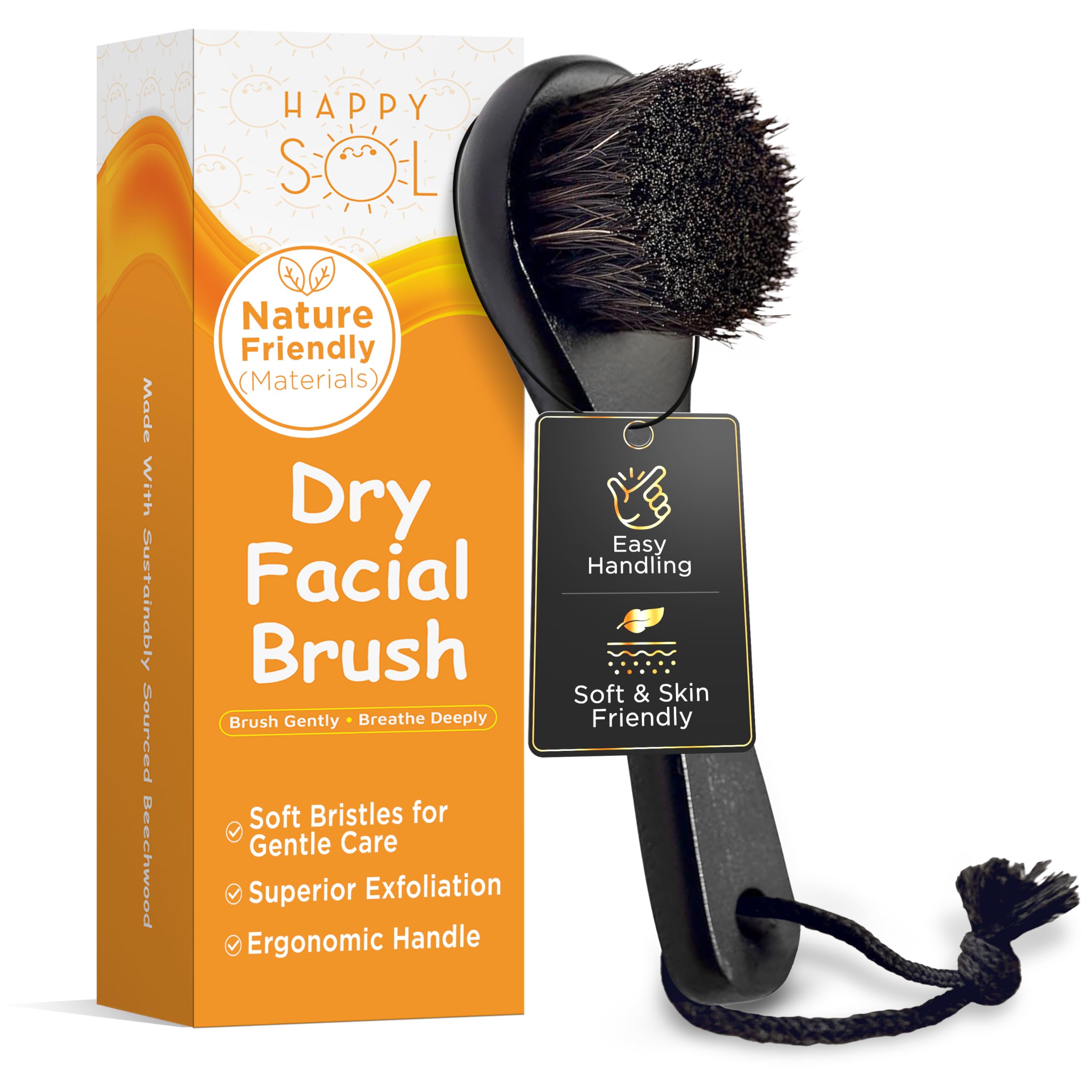 Dry Facial Brush, Exfoliating Face Brush, High Quality Beechwood, Supports Lymphatic Drainage, Natural Face Brush