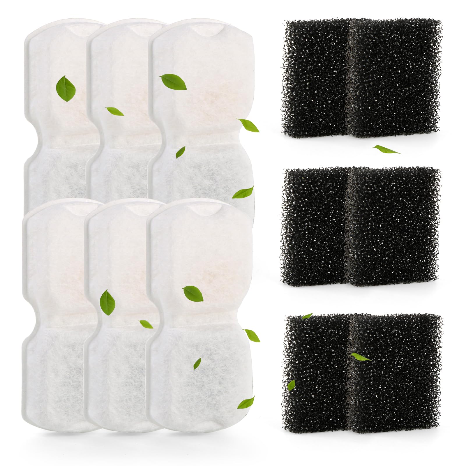 12 Piezas Fuente para Gatos Filtro para ATMZIQXR Gatos Filtro Bebedero Gatos Acero Inoxidable Filtro para ATMZIQXR(2.6L S18) con 6 Filtros de Carbón + 6 Esponja