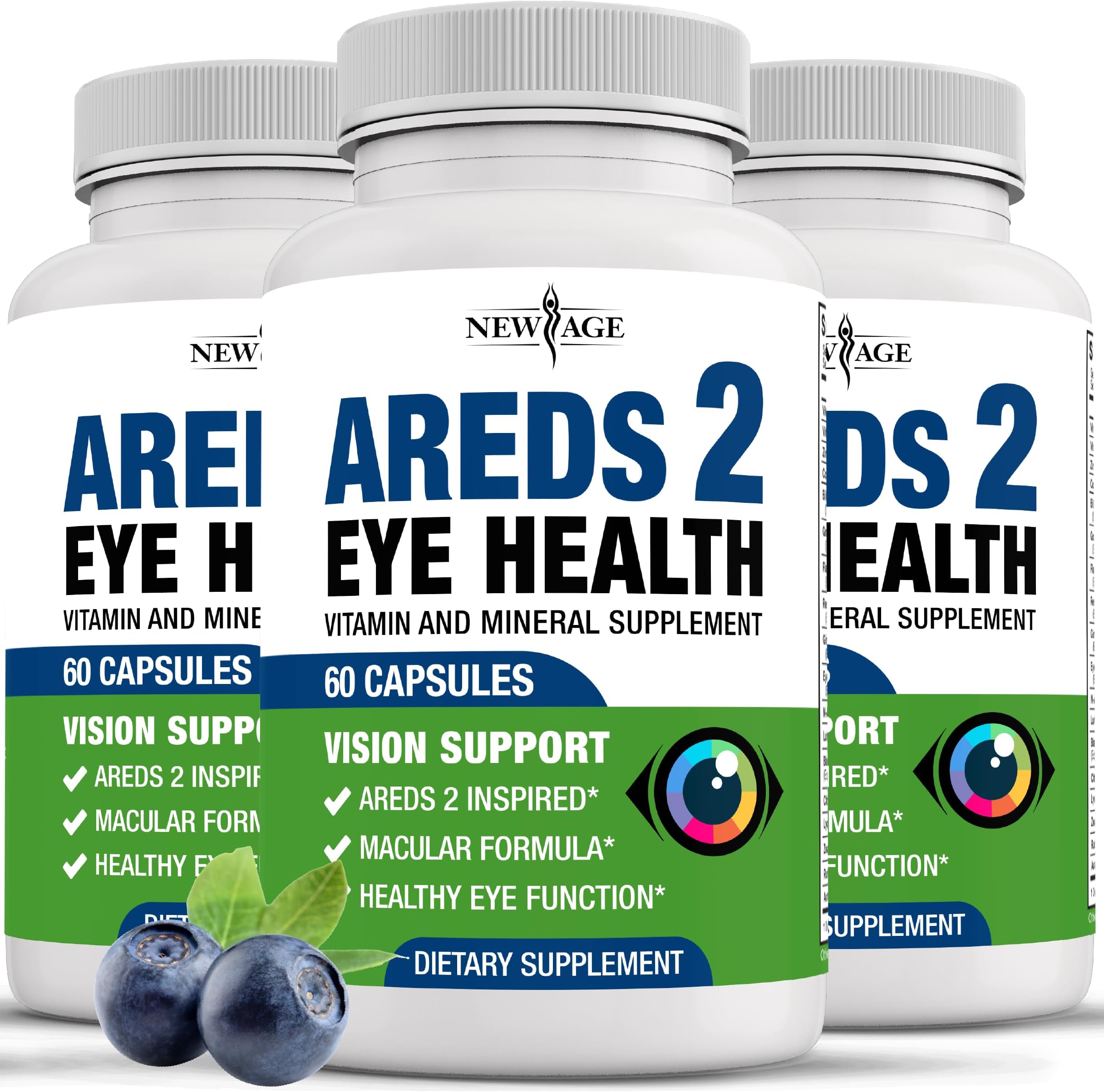 AREDS 2 Eye Vitamins - Lutein, Zeaxanthin, Bilberry, Astaxanthin Mineral Vision Supplement - 180 Count