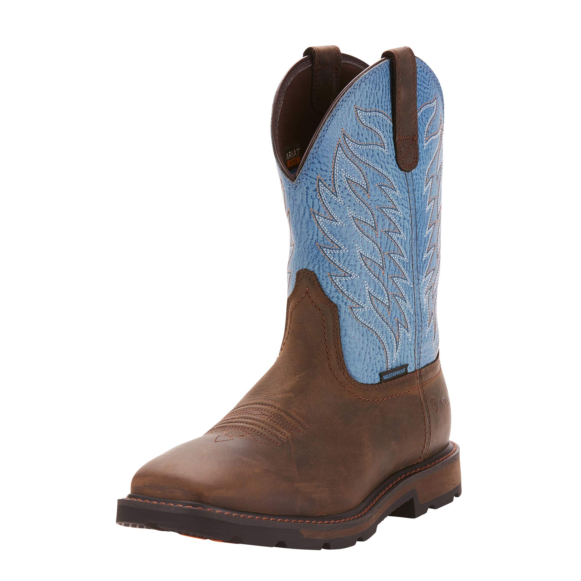 Ariat Work Men's GROUNDBREAKER H2O Boot, dark brown/blue, 14 2E US