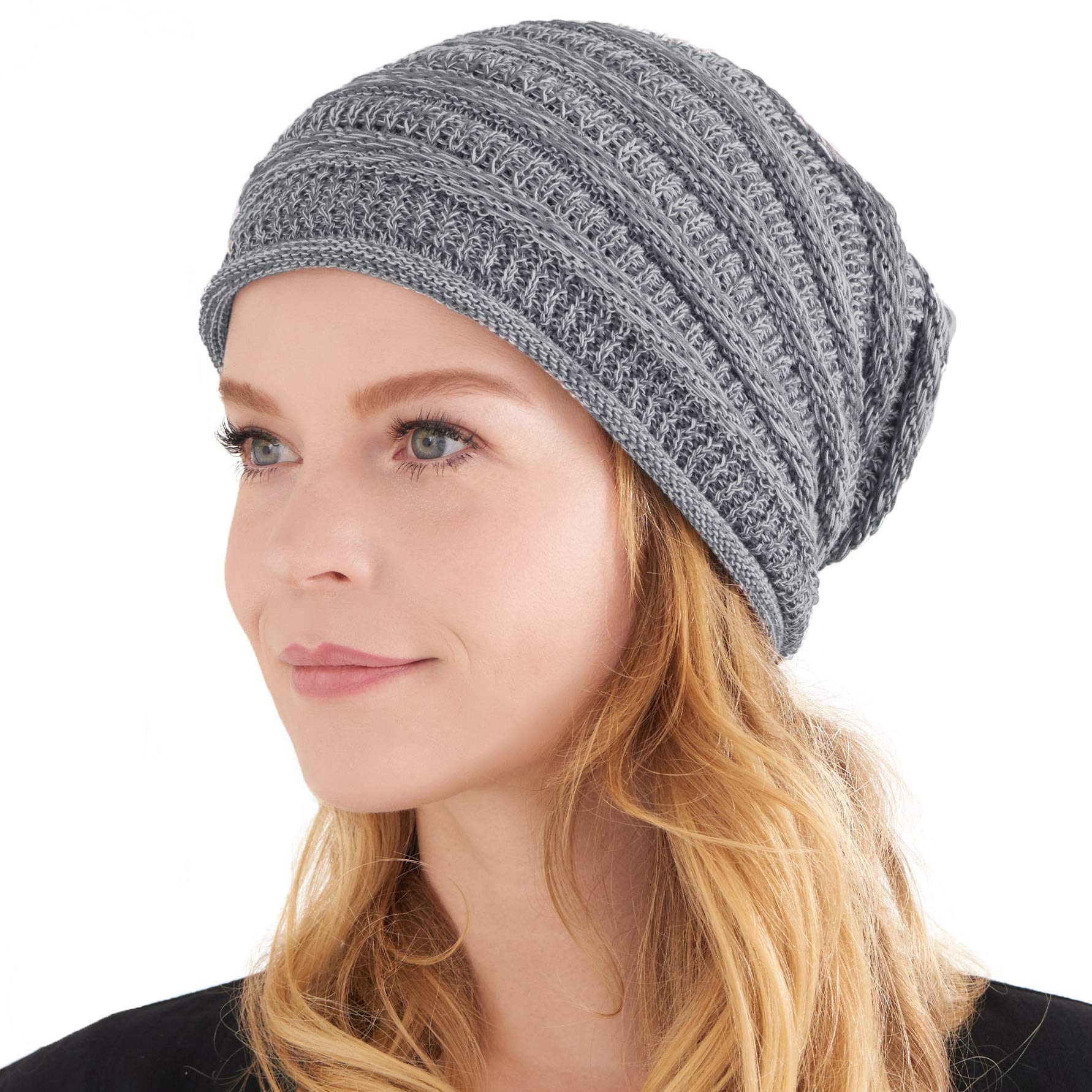 Charm Men's Grey Extra Slouchy Summer Beanie For - Wo Baggy Hipster Knit Cotton Slouch Hat