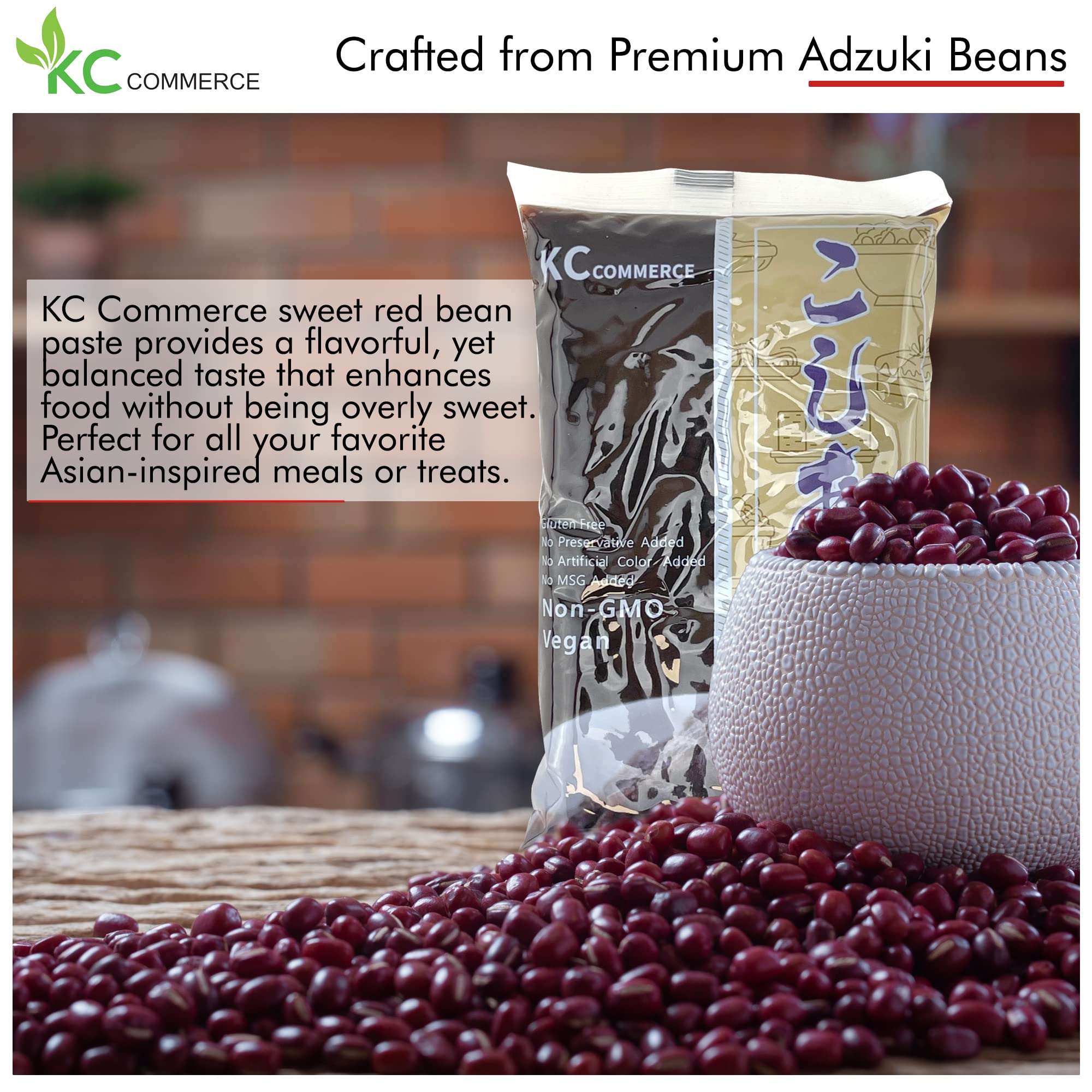 KC Commerce Sweetened Red Bean Paste Adzuki Beans, Japanese Mochi