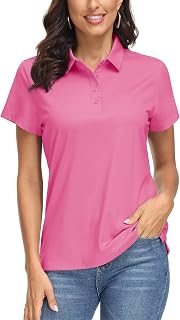 MAGCOMSEN Women's Polo Shirts UPF 50+ Sun Protection 4 Buttons Casual Work Quick Dry Short Sleeve Collared Golf Shirt
