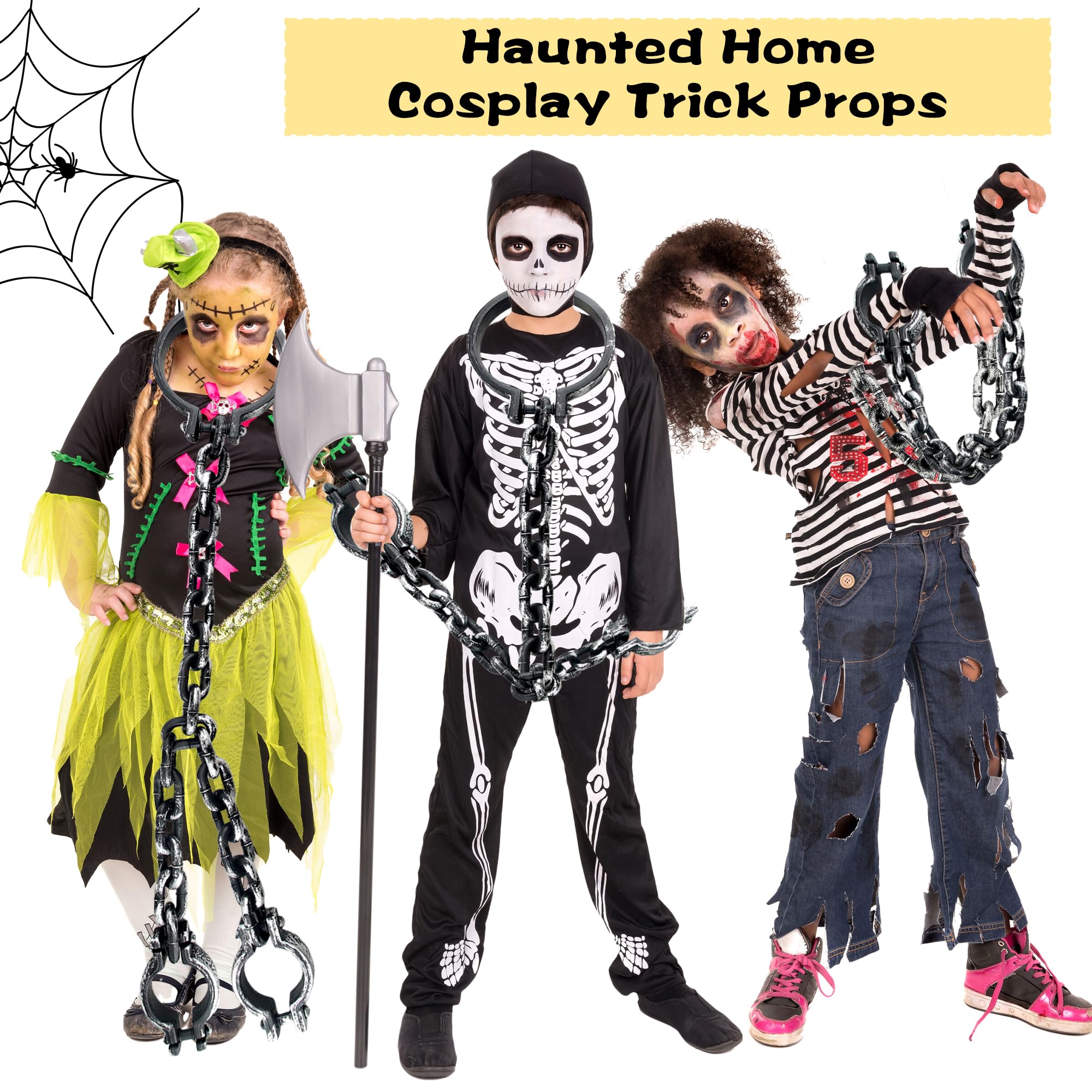 Chaînes Halloween Réalistes - 1.5 Mètres, 33 Anneaux, En PP Gris Argenté, Pour Décoration Maison Hantée, Cimetière, Prison Extérieur/intérieur - 5