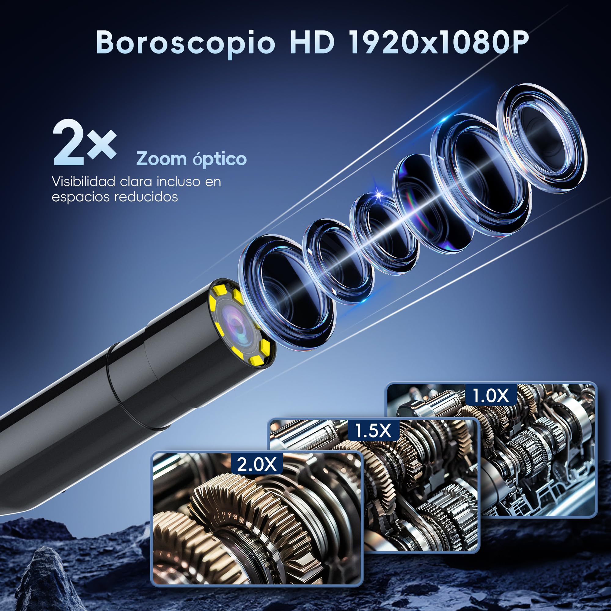 15m Cámara Endoscopio con Luz,Cámara de Inspección Borescópica 1080P HD con 8 Luces LED,Herramienta de Desagüe Impermeable IP67 con Pantalla IPS de 4.3",Cable Semirrígido para Automóviles y Fontanería