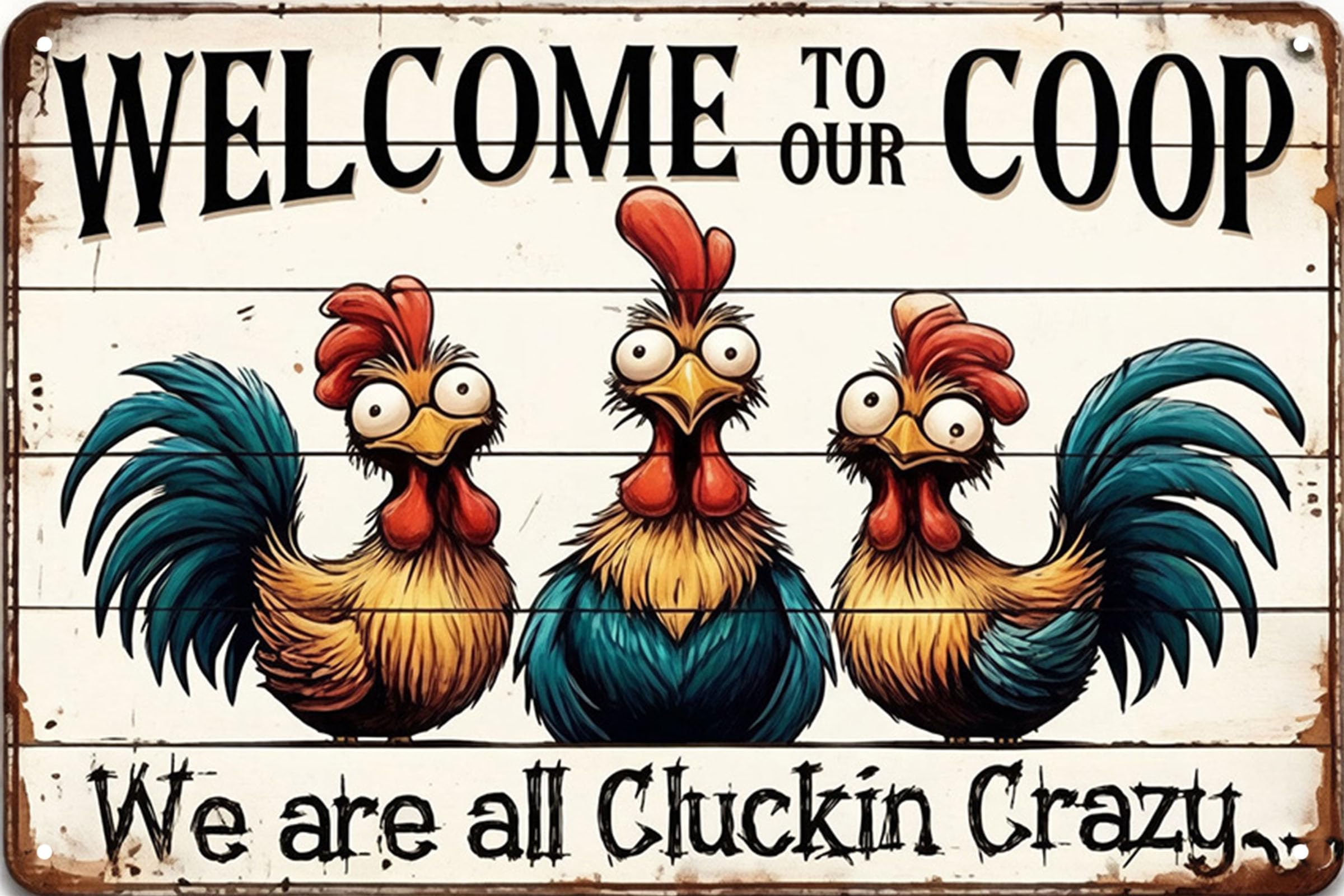 Nianxi Coop Vintage Funny Chicken Tin Sign,Retro Love Of Chick Metal Sign,Rooster Decor For Fowl Lovers Chicken House Fence Farm Home Garage 8X12 Inches (Coop)