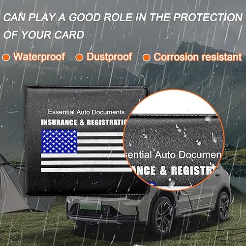 Miniatura 4 de Soporte para registro y seguro de automóvil, paquete de 2 organizadores de documentos esenciales de alta calidad con cierre de velcro fuerte,