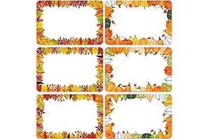 180PCS Fall Leaves Pumpkin Name Tags Stickers for Thanksgiving