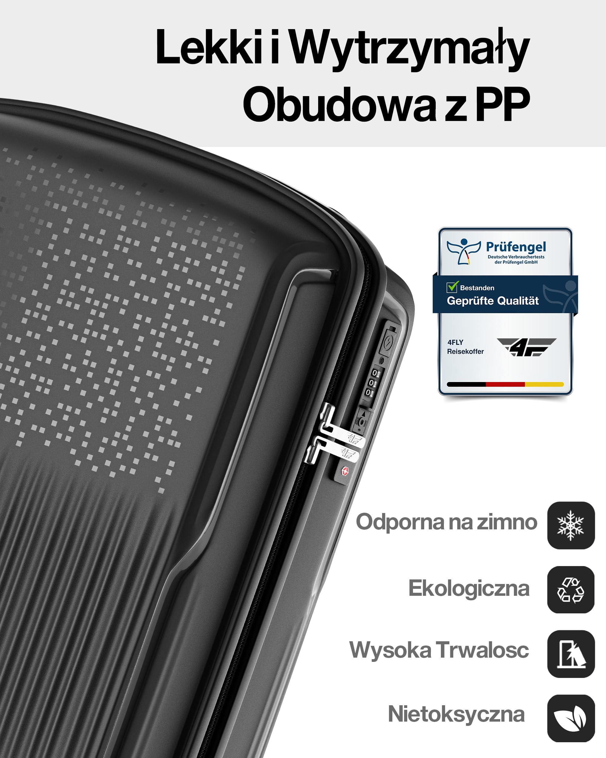 Lekka walizka podróżna z twardą obudową i zestaw walizek – walizka na kółkach z zamkiem TSA, 4 podwójne kółka, aluminiowy uchwyt teleskopowy i podwójny zamek błyskawiczny, Beauty Case, bagaż