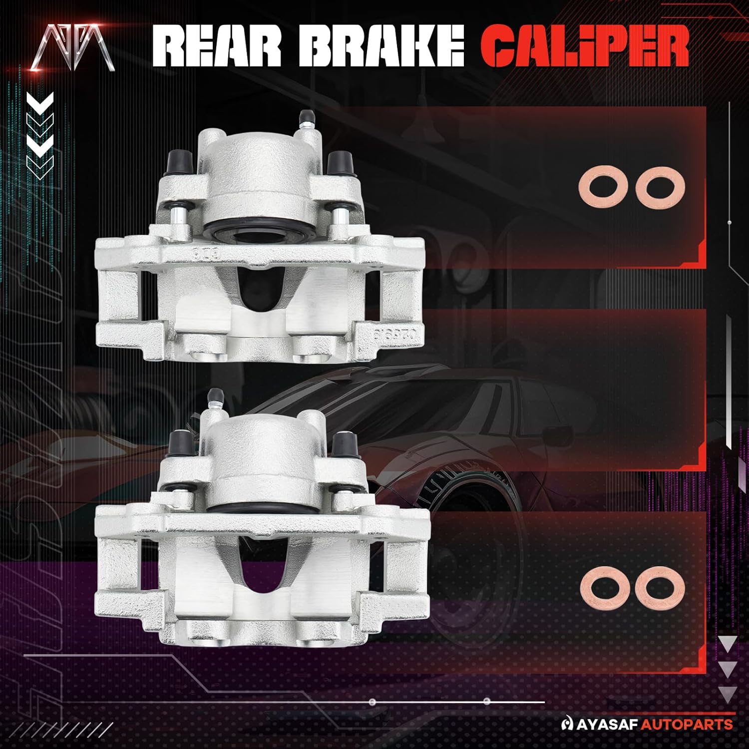 MAYASAF 18B4776 18B4777 Front Brake Caliper Passenger & Driver Side Caliper Assembly with Hardware for Chrysler Town & Country/Voyager 2001-2007, Dodge Caravan/Grand Caravan 2001-2007