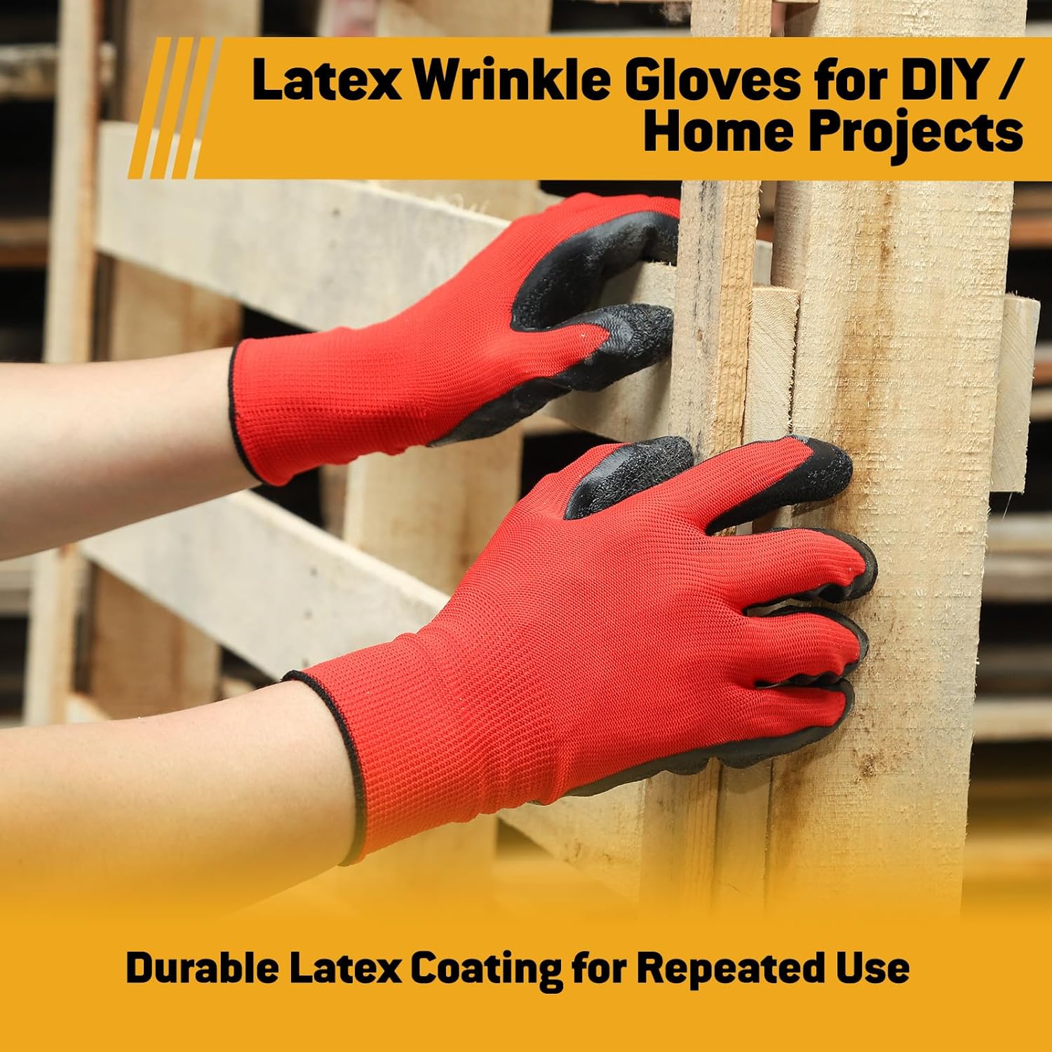 Crinkle Latex Coated Work Gloves for Men Women, Non-Slip Grip Gardening Gloves, Suit For Construction, Warehouse - Image 6