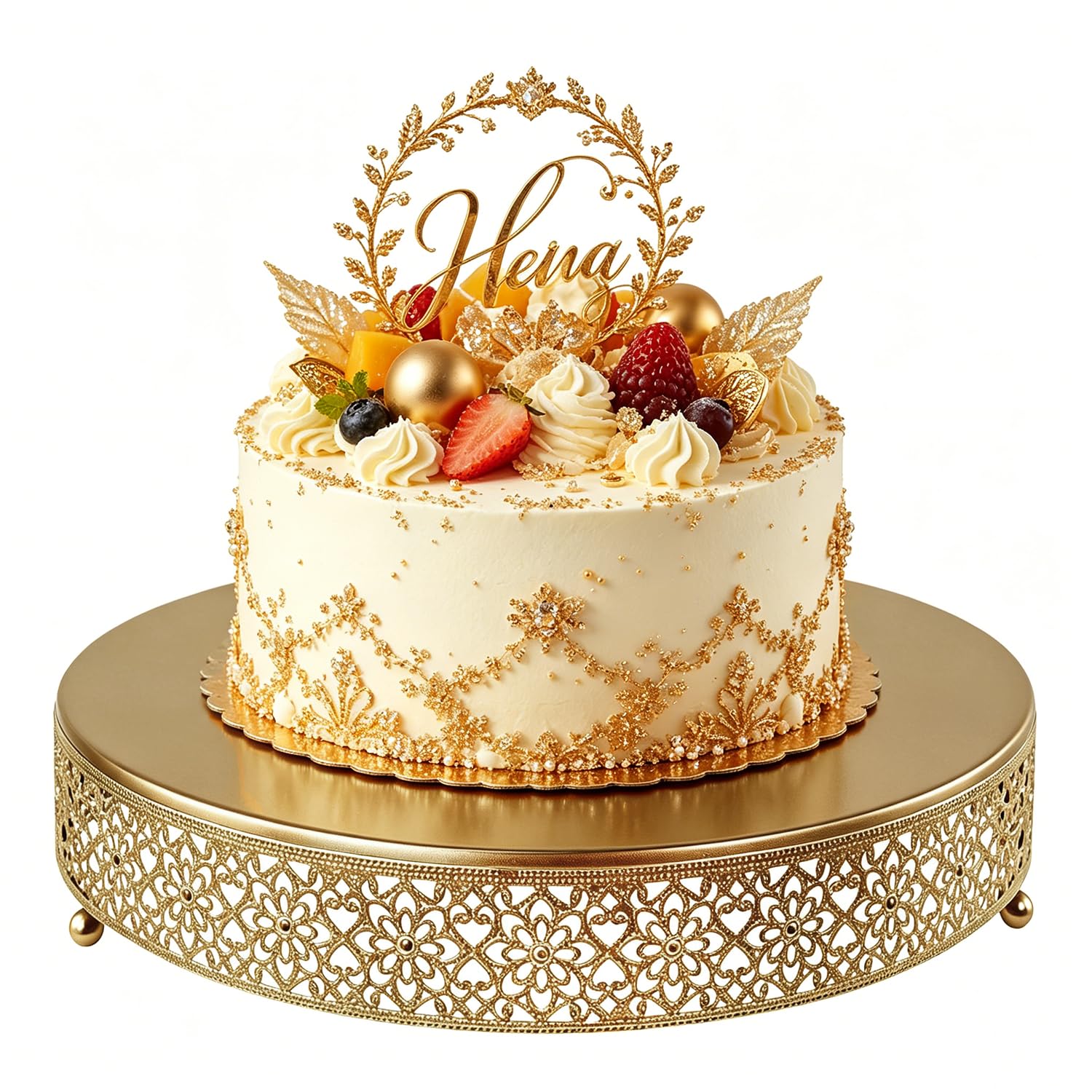 Photo 1 of FEICTPOX 14" Gold Metal Cake Stand