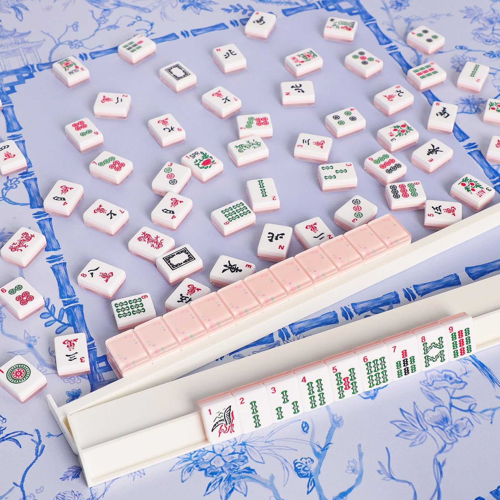 TIASUSAN Mahjong All-in-One Tile Rack & Pusher, Bianco
