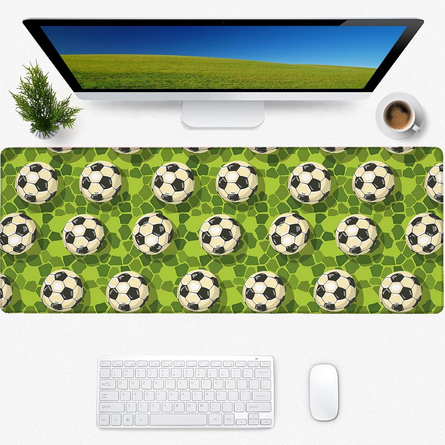 Soccer Gaming Mouse Pad, Desk Mat, Non-Slip Rubber Base Cool Aesthetic MousePads for Computer Laptop Keyboard Office School Home Desktop Accessories Decor 31.5" x 11.8"