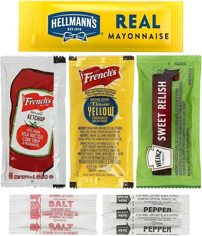 mayonnaise and mustard packets