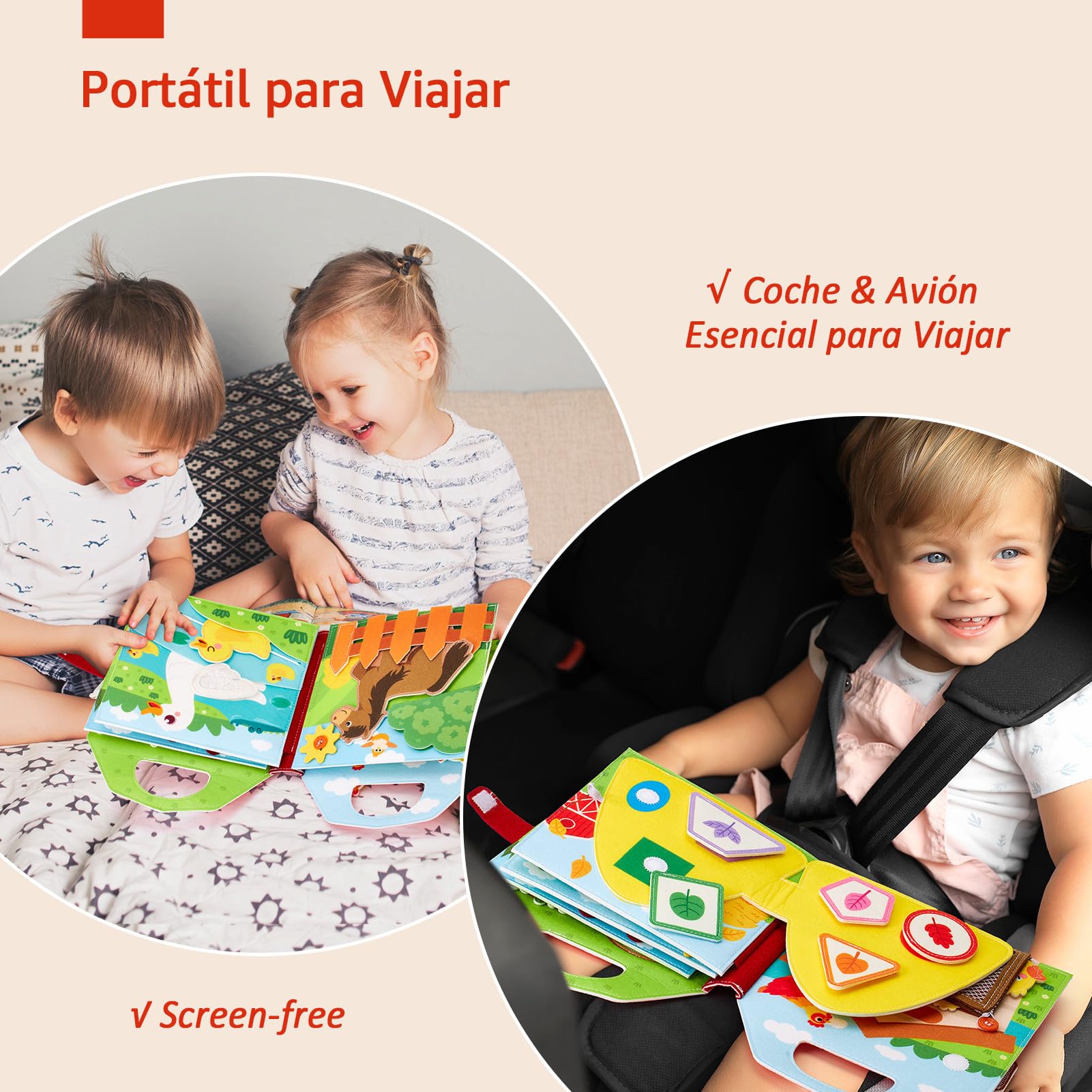 hahaland Libro Montessori 1 año - Busy Board Montessori Juguetes Interactivo Niños 1 2 3 año - Busy Book Fieltro Paneles Educativos Regalo para Niño Niña