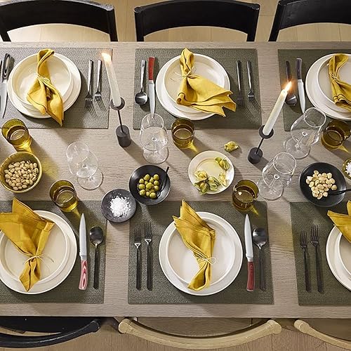 Miniatura 9 de LUVCOSY Pakkawood - Juego de 6 cuchillos de carne dentados de acero inoxidable con mango de madera de Pakka, juego de cuchillos de cena de borde