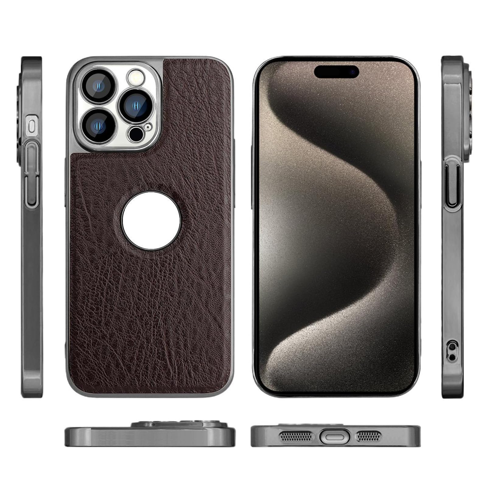 Ultra cienkie etui do iPhone 16 Pro Max/16 Pro/16 Plus/16, galwanizowane, skórzane etui z logo widoku, odporne na wstrząsy, etui ochronne, złote, 16 Pro