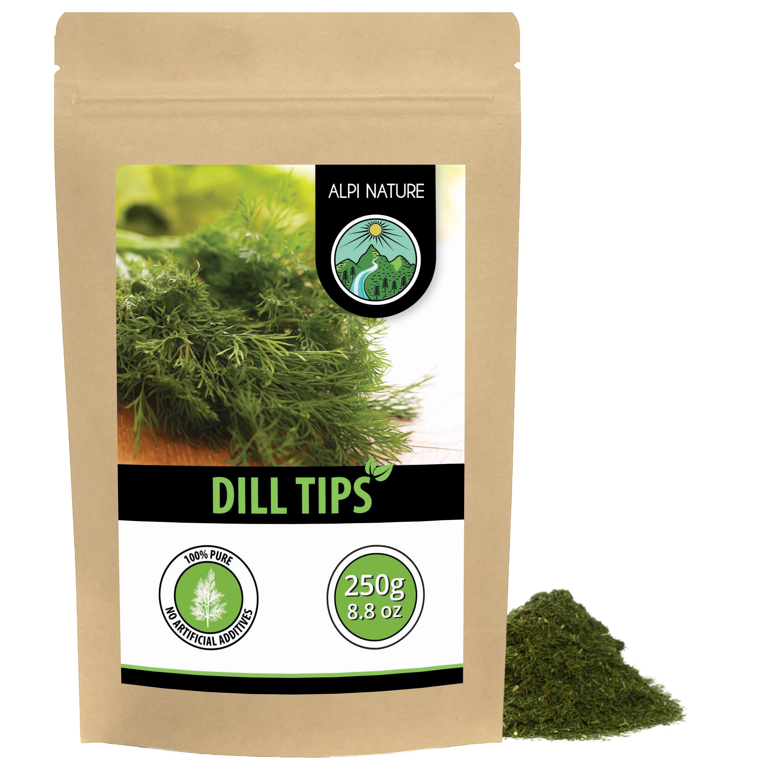 Dill Tips 250g 8.8 oz, Dried and Rubbed Dill Weed for Pickles, Sauces and Marinades