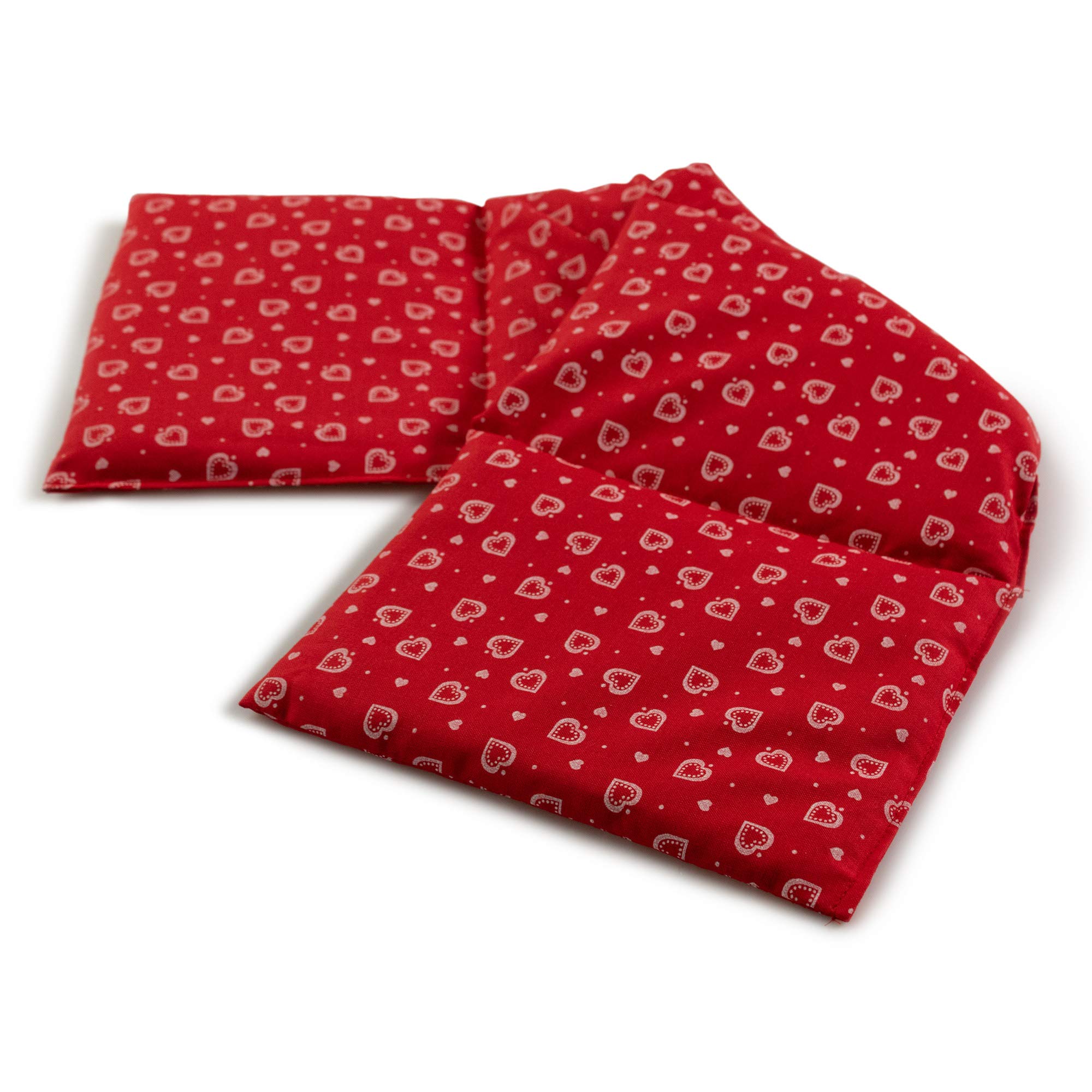 4-Kammer Rapssamenkissen 20x60cm groß - Herzen-rot - Wärmekissen & Kältekissen - Körnerkissen