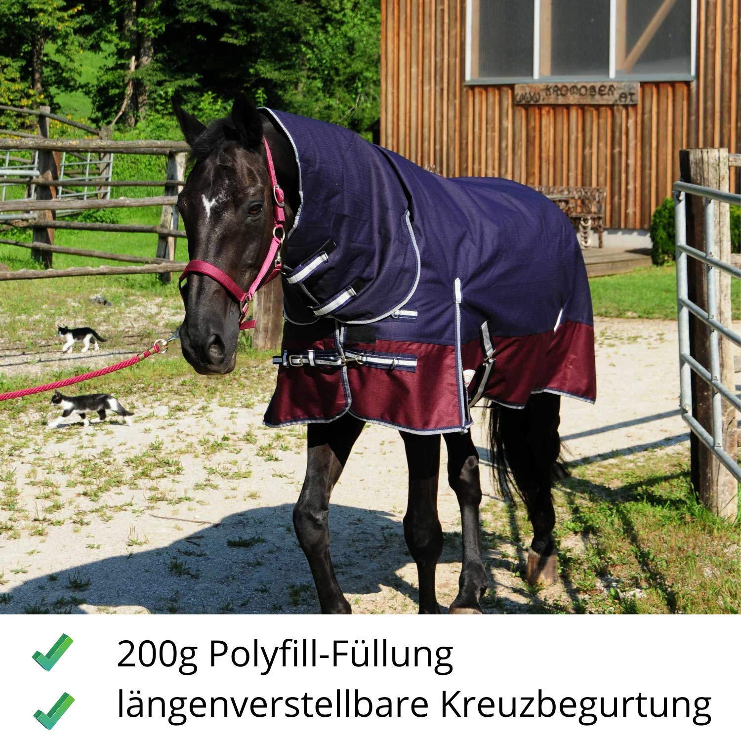 AMKA Pferde Outdoordecke Weidedecke mit Halsteil 1200 D 200g LARVIK