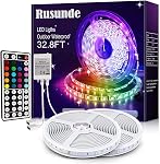 LED Kit lumières à bande étanche 5050 RGB 10m 32.8ft Bandes Éclairage Flexible Couleur Changement avec 44 Clés IR Contrôleur et 12V Alimentation électrique (2x5M)
