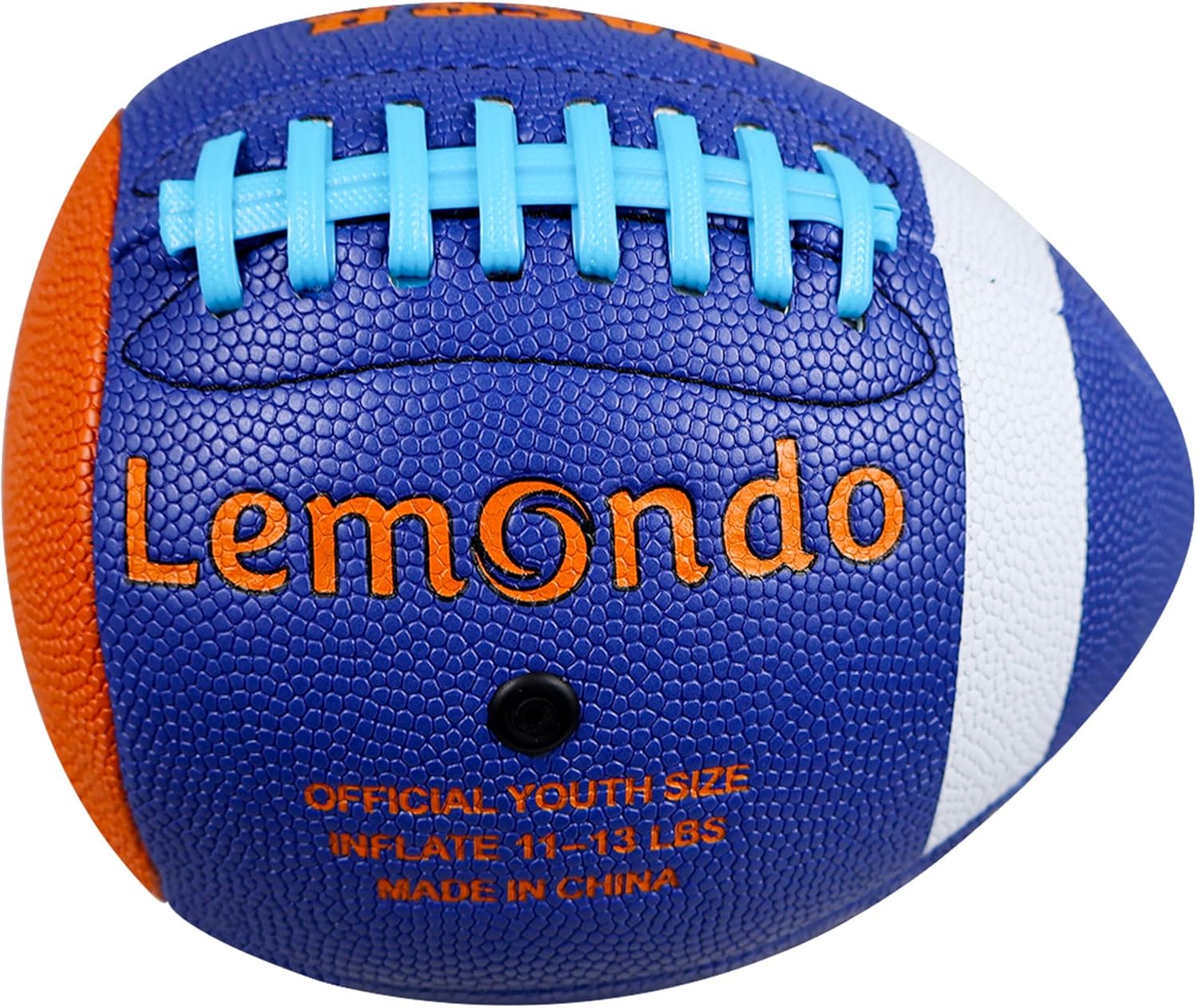 PassCatch Youth Size(Ages 5-14), Train Football Passing & Handling Technique with Rebounding Half Ball, Ideal for Solo Practice Against a wall(with Pump) Blue Orange