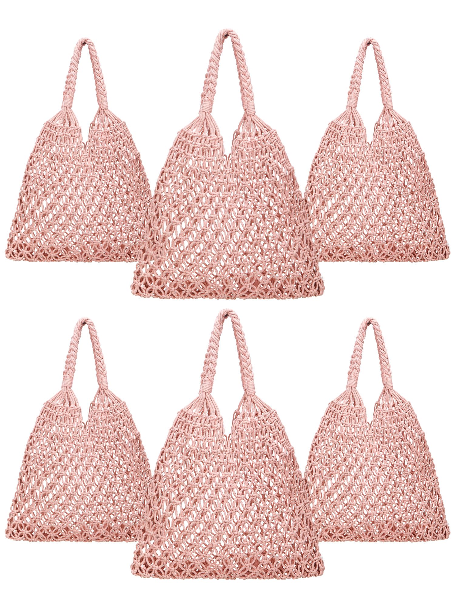 Aliceset 6 Pcs Macrame Tote Bags Bridesmaid Tote Bags Crochet Beach Bag for Women Bridesmaid Bachelorette Travel Gifts