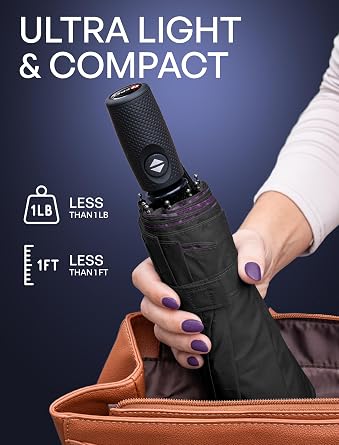 Repel Windproof Travel Umbrella - Compact & Withstands Winds up to 100MPH, Strongest Premium Auto Folding Umbrella for Rain and Sun - Durable, Light & Portable for Women & Men, Fits Backpack & Cars