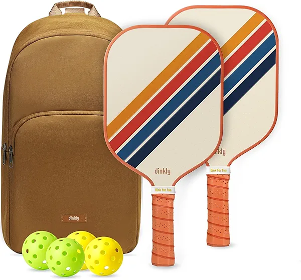Dinkly Pickleball Paddles Set of 2/4- USAPA Approved Graphite/Fiberglass Pickleball Racket, 2 Pickleball Rackets, 4 Balls and 1 Portable Carry Bag, Aesthetic Pickle Ball Set for Men Women Beginners