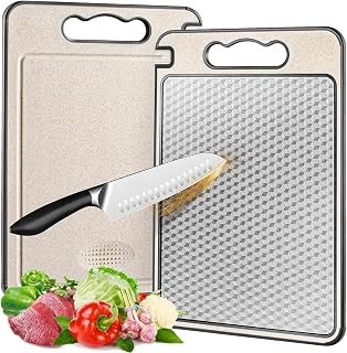 Tábua de Corte, Tábua de Corte de Aço Inoxidável e PP, Tabua de Carne 36 cm x 24 cm, Tabua Inox para Cozinha Não Tóxica, Lavável Na Máquina de Lavar Louça, Design de Malha Resistente a Arranhões