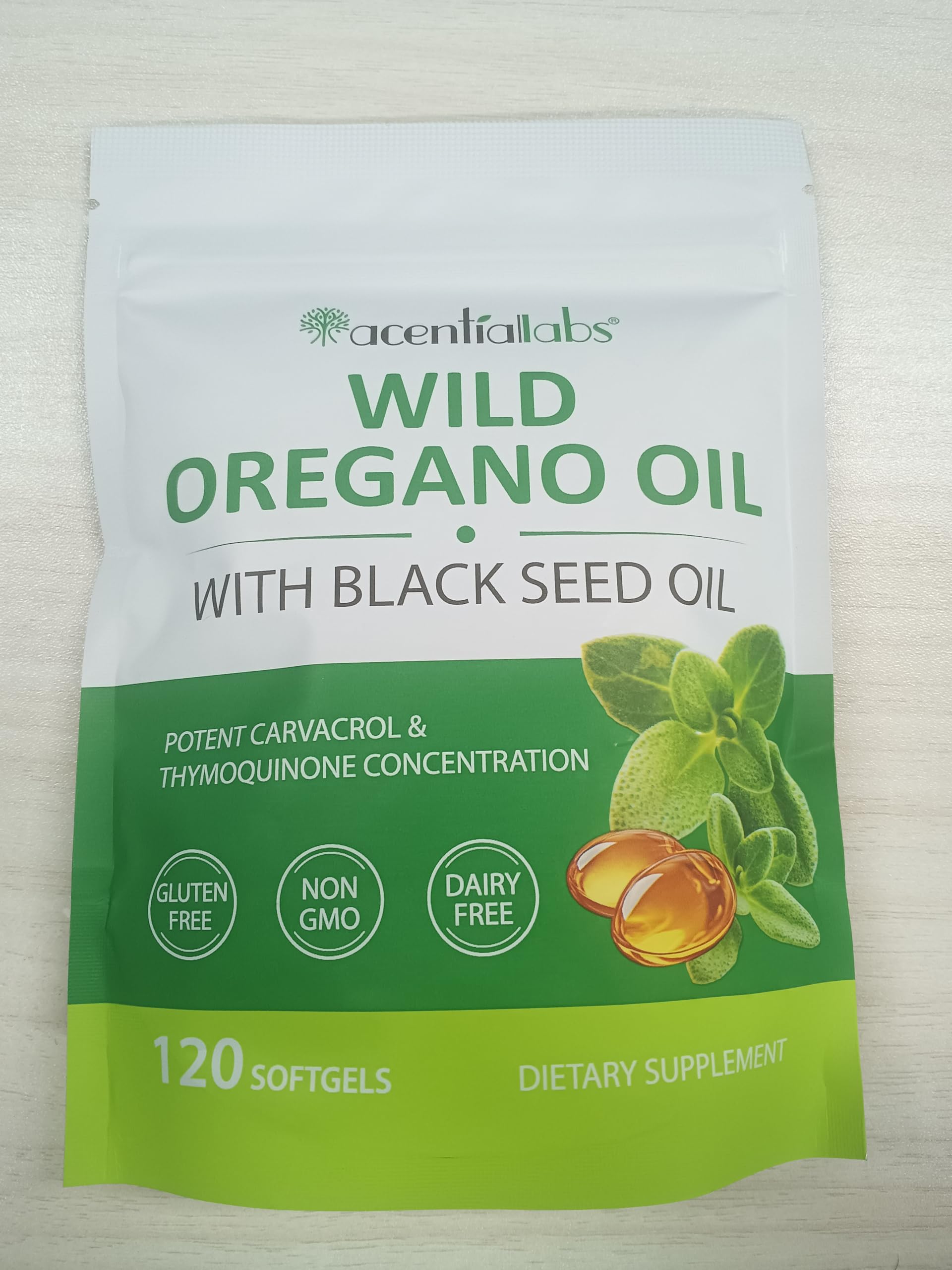 Capsule di olio di origano, 120 Capsule, Olio di origano con olio di semi neri, Olio di Origano Capsule - Spremuto a freddo | Non OGM