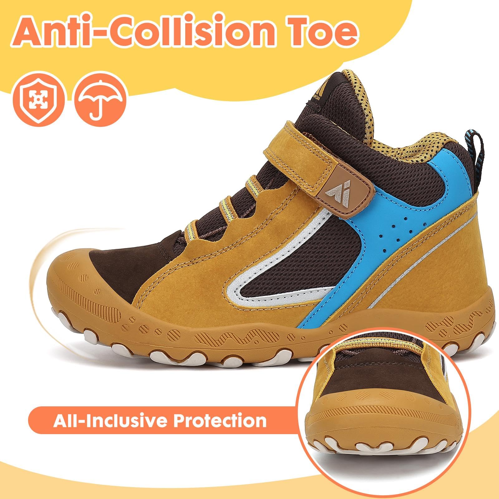 Mishansha Mishansha Kids Hiking Boots Toddler Girls Boys Hiking Shoes Water-Resistant Anti-Collision Non-Slip Athletic Outdoor Trekking Boots in use