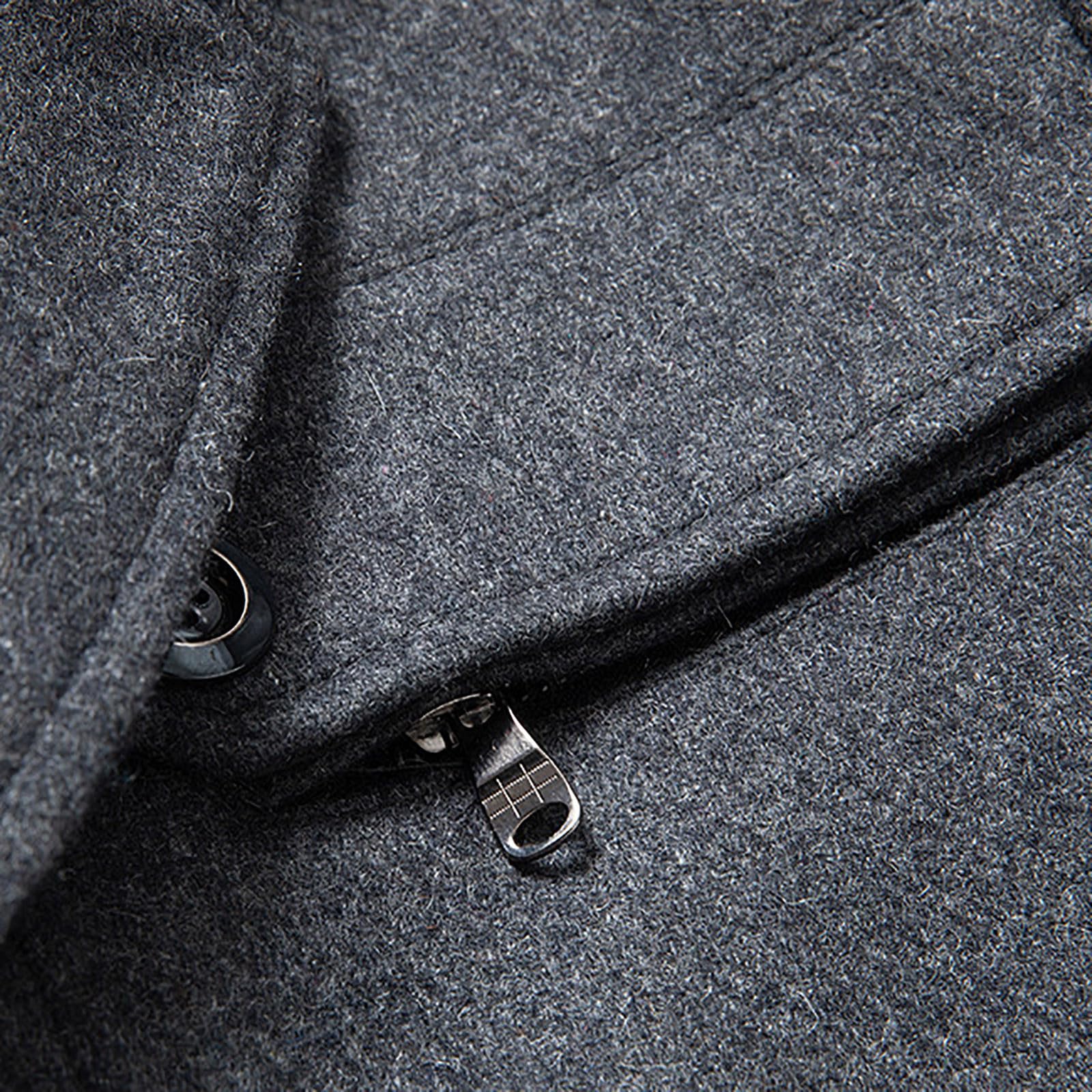 Generisch Mantel Herren - Wollmantel Lang Warme Slim Fit Wintermantel mit doppelter Knopfleiste Elegante Bequeme Business Coat für Herbst-Winter
