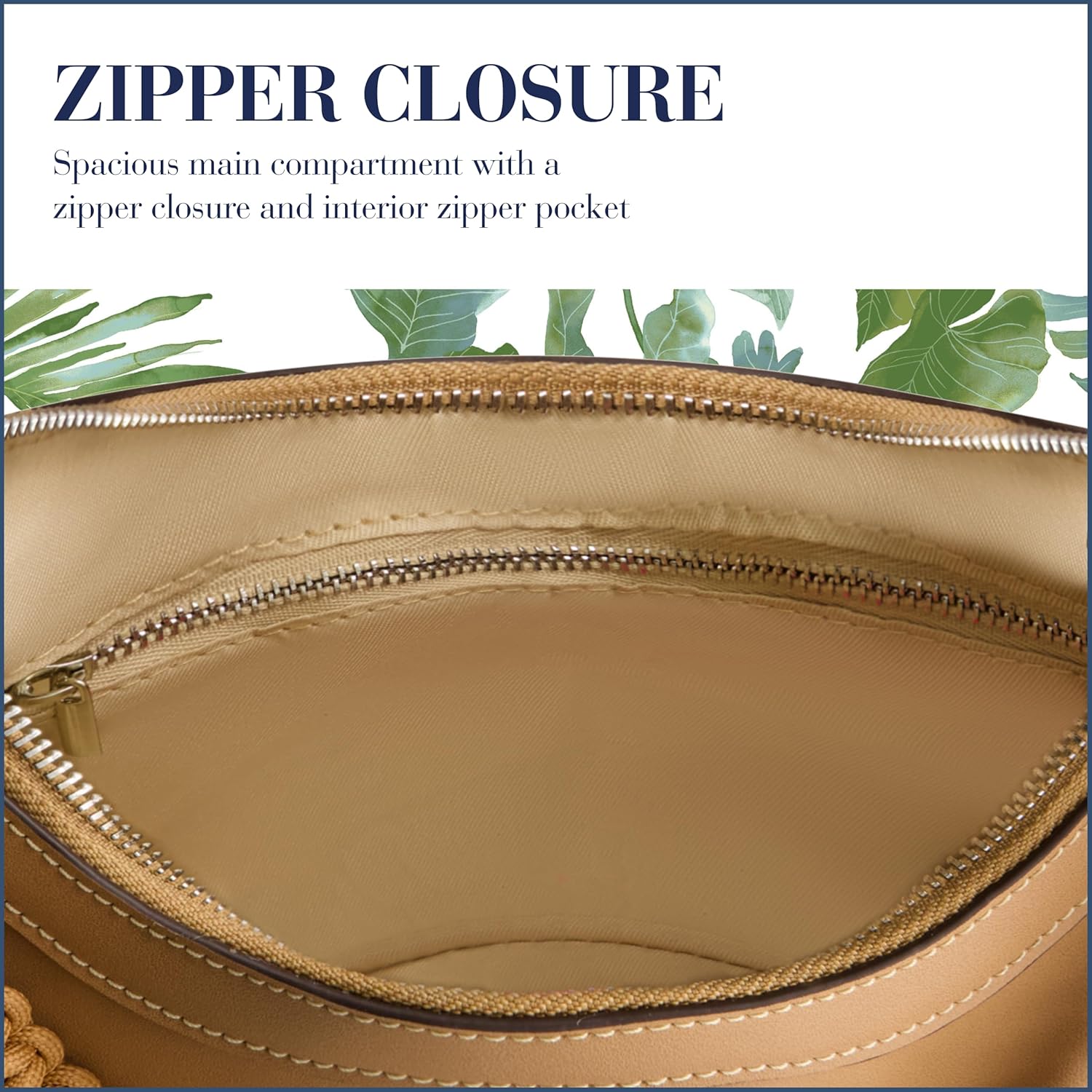 Tommy Bahama Hobo Bag, Women's Zip-Top Handbag with Adjustable Shoulder Strap, Tan, One Size - Image 6