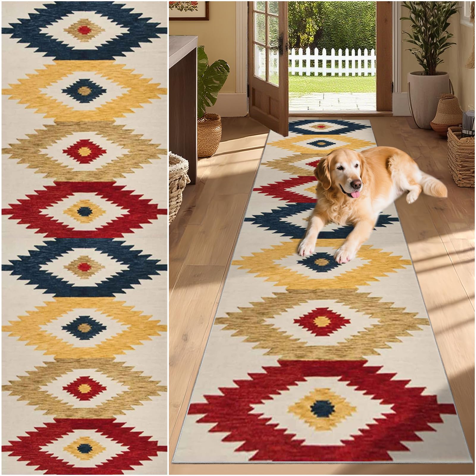 Alfombra larga de pasillo 80x260 cm lavable y antideslizante para cocina y entrada
